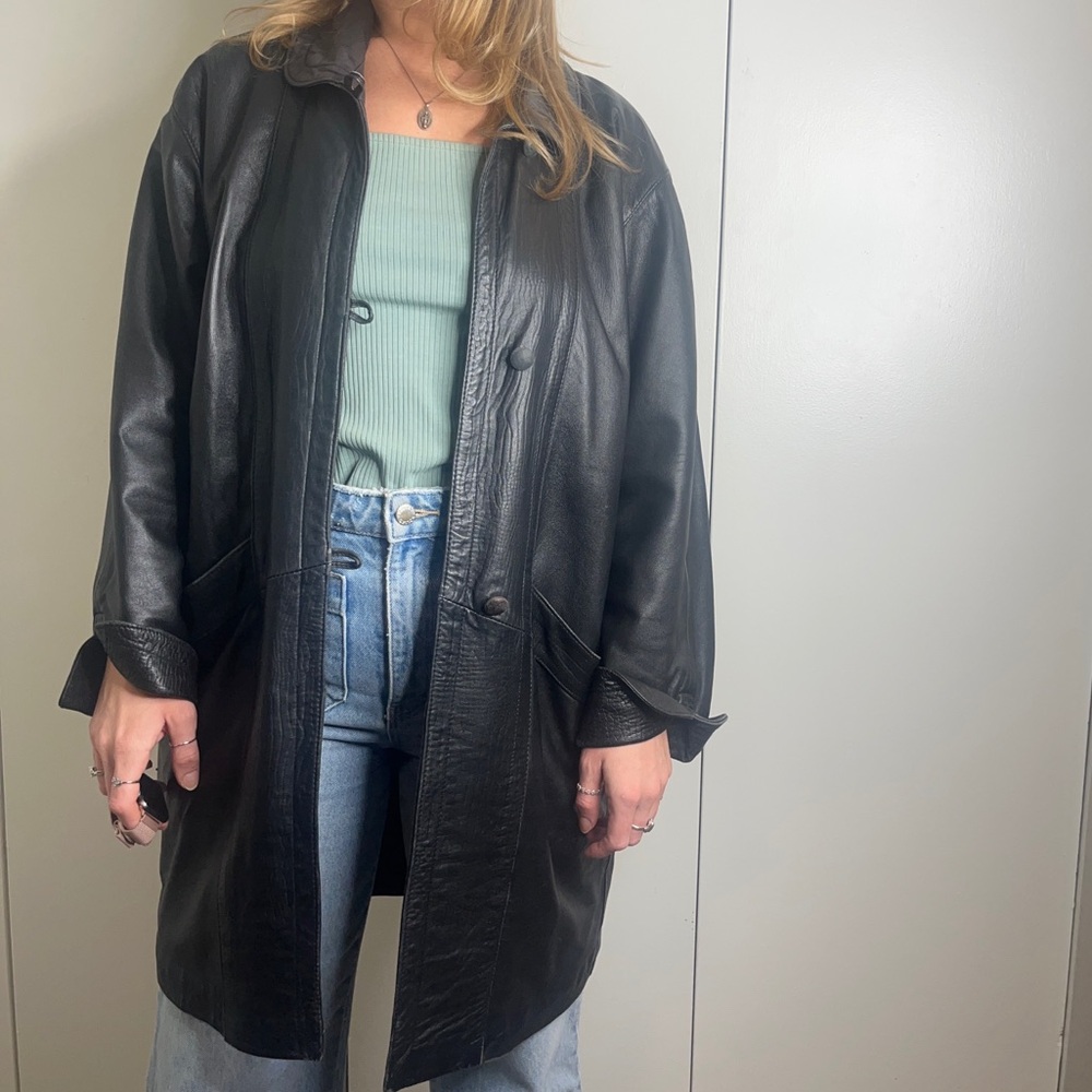 J Porte vintage black leather jacket